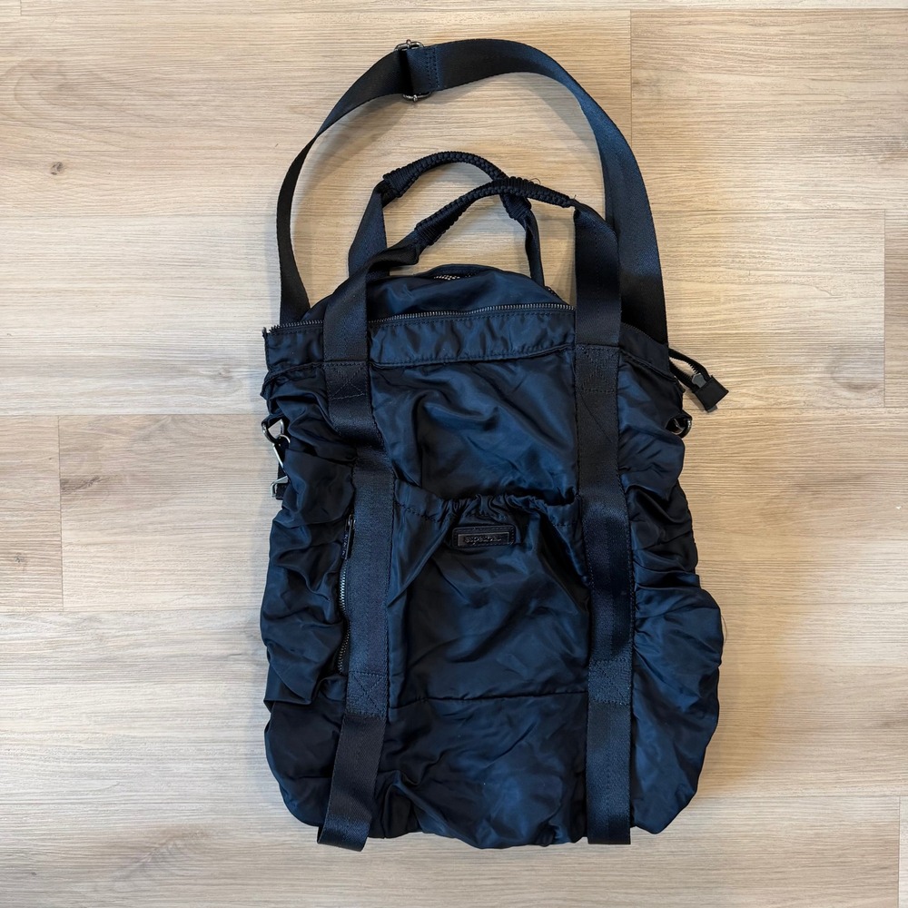 Apana Black Ruched Nylon Gym Yoga Tote Bag, Good